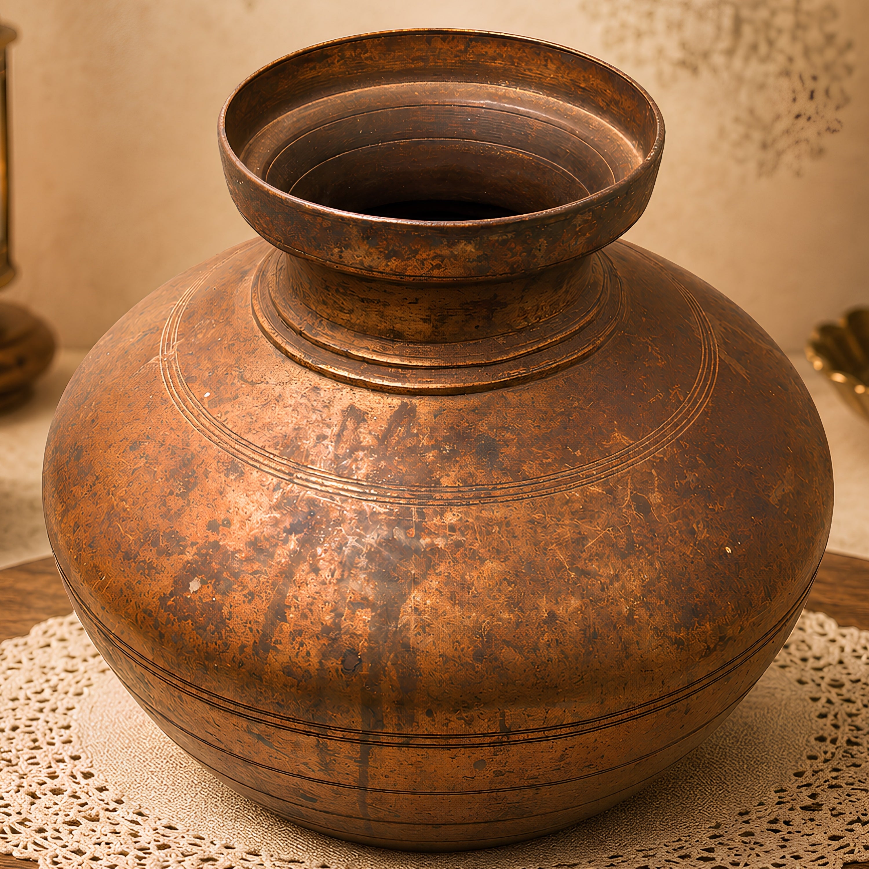 Brass Hand-Carved Pot