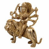 Brass Durga Idol – Mahishasura Mardini Shakti Murti | Maa Durga Devi Statue for Pooja, Navratri, Home Temple & Gifting,Gold, 6 Inch, 1 Piece