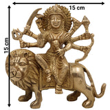 Brass Durga Idol – Mahishasura Mardini Shakti Murti | Maa Durga Devi Statue for Pooja, Navratri, Home Temple & Gifting,Gold, 6 Inch, 1 Piece