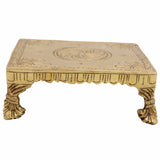 Brass Pooja Chowki Peetha Singhasan Stand for Temple, Handmade Heavy Chowki for Kalash & Deity Idols, Gold, 2 Inch, 1 Piece