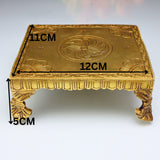 Brass Pooja Chowki Peetha Singhasan Stand for Temple, Handmade Heavy Chowki for Kalash & Deity Idols, Gold, 2 Inch, 1 Piece