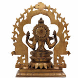 Handcrafted Brass Lakshmi Idol | Mahalakshmi, Padmavathi, Sridevi, Ashta Lakshmi Murti for Pooja, Vastu, Home Temple & Gifts,Gold, 15.5 Inch, 1 Piece
