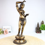 Brass Apsara Mirror Lady Idol