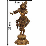 Handcrafted Brass Krishna Idol | Murlidhar, Makhan Chor, Govinda, Venugopal, Kanha, Gopala Statue for Pooja, Home Temple, Vastu & Gift Décor,Gold, 10 Inch, 1 Piece