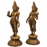 Shridevi Bhudevi Brass Idol – Lakshmi Devi Bhumi Mata Bhoodevi Pital Murti for Pooja, Home Temple & Spiritual Decor,Gold, 10.5 Inch, 1 Piece