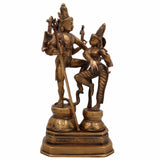 Brass Shiv Parvati Idol | Uma Maheshwara Ardhanarishvara Gauri Shankar Murti | Handcrafted Hindu Shiva Shakti Statue for Home Temple, Puja & Decor,Gold, 12.5 Inch, 1 Piece