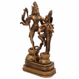 Brass Shiv Parvati Idol | Uma Maheshwara Ardhanarishvara Gauri Shankar Murti | Handcrafted Hindu Shiva Shakti Statue for Home Temple, Puja & Decor,Gold, 12.5 Inch, 1 Piece
