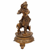 Brass Krishna Idol for Home Temple – Shree Krishna | Murlidhar | Gopala | Govind | Kanha | Flute-Playing Bhagwan Krishna Murti for Pooja, Decor & Gifts,Gold, 12 Inch, 1 Piece