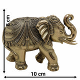 Handcrafted Brass Elephant, Gaja, Hathi, Gajraj, Aana, Yanai, Gajendra, Peetal Gajavahan for Home, Temple, Vastu, Gift Decor,Gold, 3 Inch, 1 Piece