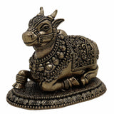 Handcrafted Brass Nandi, Nandikeshwara Basava, Shiva Vahana Vrishabha for Puja, Vastu & Home Decor,Gold, 2 Inch, 1 Piece