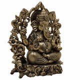 Brass Ganesh Idol, Ganapati Murti, Vighnaharta Statue for Pooja, Home Temple, Decor, Ganesh Chaturthi & Gifts,Gold, 4.5 Inch, 1 Piece