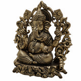 Brass Ganesh Idol, Ganapati Murti, Vighnaharta Statue for Pooja, Home Temple, Decor, Ganesh Chaturthi & Gifts,Gold, 4.5 Inch, 1 Piece