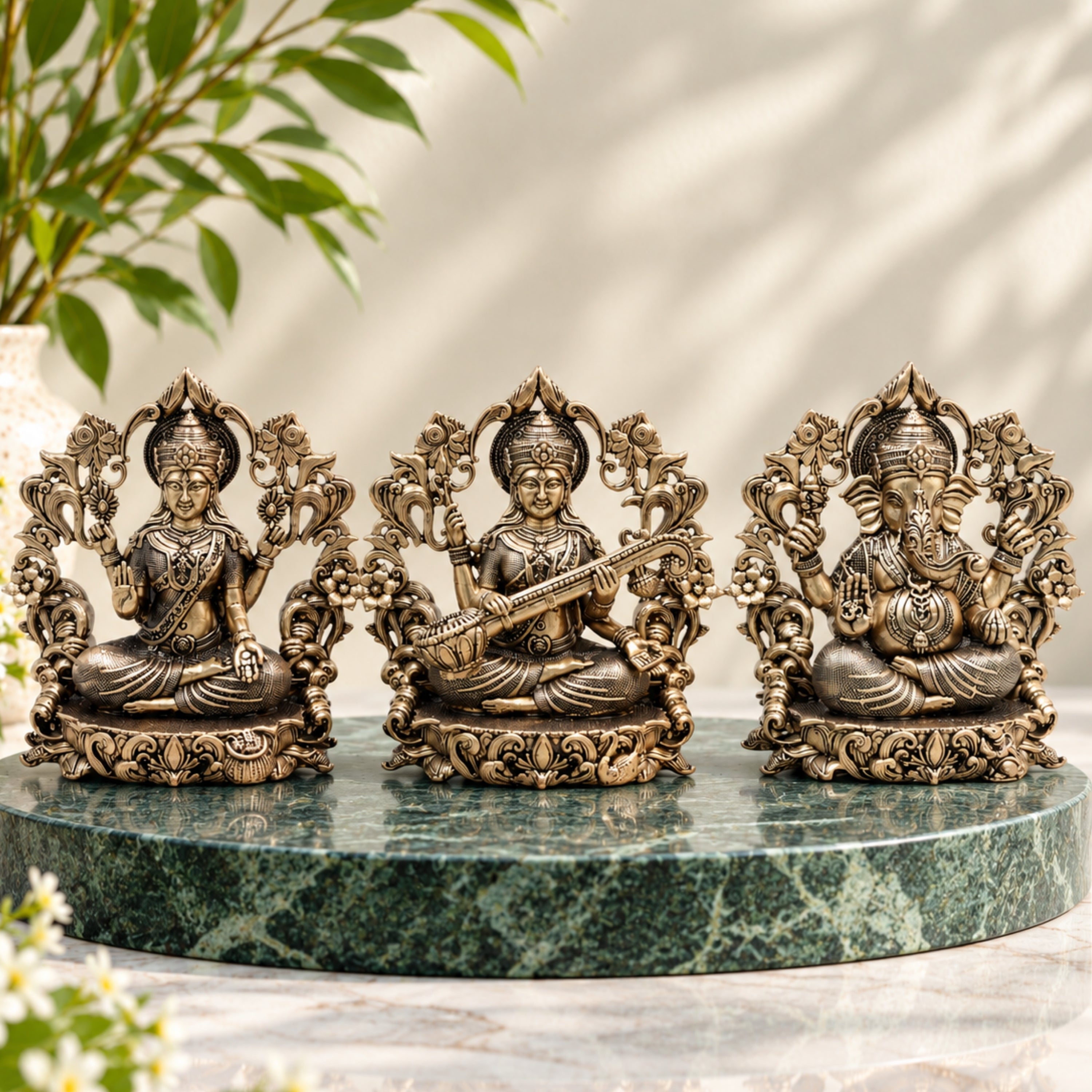 Ganesha Lakshmi Saraswati Idol
