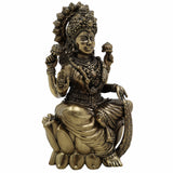 Handcrafted Brass Lakshmi Idol – Mahalakshmi, Gaja Lakshmi, Shri Devi, Kamala, Padma – Pital Murti for Pooja, Mandir, Diwali, Vastu, and Gifts,Gold, 4.5 Inch, 1 Piece