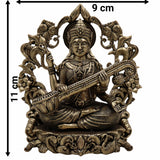 Brass Saraswati Idol – Veena Vadini | Sharada | Vagdevi | Maa Saraswati Murti for Pooja, Study Room, Vasant Panchami & Home Decor,Gold, 4.5 Inch, 1 Piece