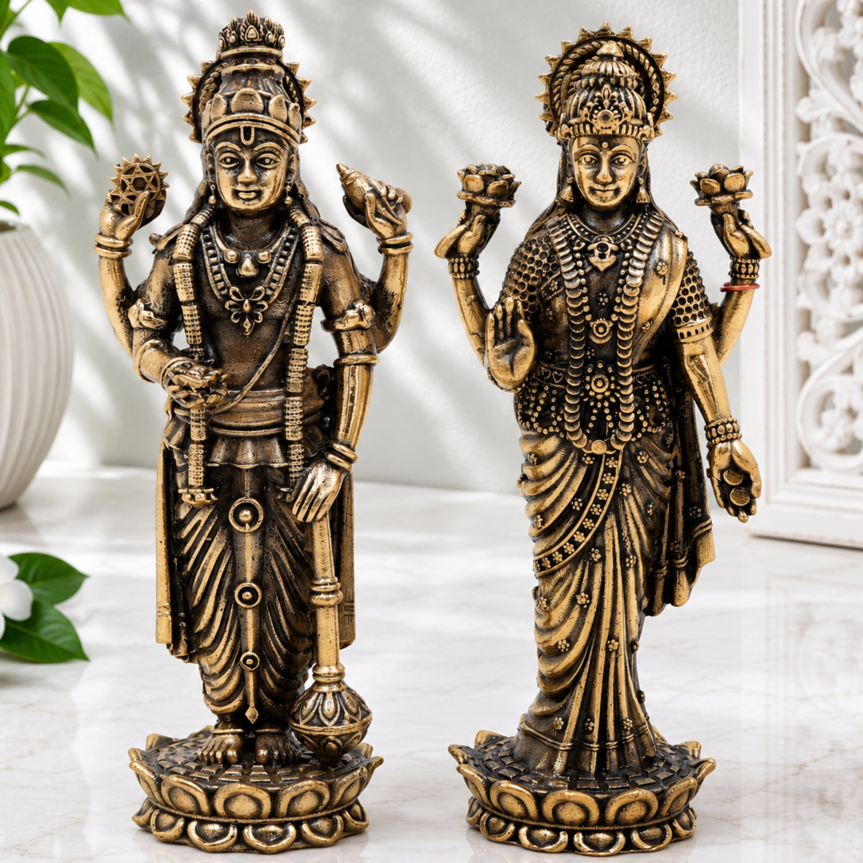 Brass Vishnu Lakshmi Idol