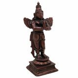 Copper Garuda Dev Idol | Tamra Garuda Murti | Pakshiraj Vainateya Statue | Vishnu Vahana Garuda Bhagwan Moorti | Pooja Room & Home Temple Decor,Brown, 4 Inch, 1 Piece