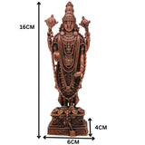 Copper Venkateshwara Balaji Idol,Tamra Tirupati Srinivasa Murti, Venkatachalapathy Perumal Statue, Brown, 6.5 Inch, 1 Piece
