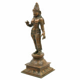 Divine Panchaloha Bhoga Shakti Parvati Idol | Bronze Shakti Devi Murti in Chola Style For Temple & Home Décor,Brown, 12 Inch, 1 Piece