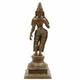 Divine Panchaloha Bhoga Shakti Parvati Idol | Bronze Shakti Devi Murti in Chola Style For Temple & Home Décor,Brown, 12 Inch, 1 Piece