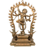Gajasurasamhara Nataraja Idol in Panchaloha – Bronze Chola Style Gajasamharamoorthy | Lord Shiva Gajasura Mardhana Murti for Temple, Home & Vastu,Brown, 22 Inch, 1 Piece