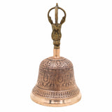 Brass Pooja Bell (Ganti) | Temple Bell | Puja Ghanti | Mandir Bell | Handheld Hindu Ritual Bell | Aarti, Bhajan & Meditation Bell | Decorative Brass & Bronze Worship Bell,Gold, 8 Inch, 1 Piece