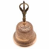 Brass Pooja Bell (Ganti) | Temple Bell | Puja Ghanti | Mandir Bell | Handheld Hindu Ritual Bell | Aarti, Bhajan & Meditation Bell | Decorative Brass & Bronze Worship Bell,Gold, 8 Inch, 1 Piece