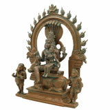 Bronze Panchaloha Shiva Parivar Idol | Lord Shiva Parvati Ganesha Kartikeya Murugan Statue | Handcrafted Chola Art Hindu Deity Murti for Temple & Home Decor,Brown, 13 Inch, 1 Piece