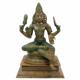 Handcrafted Bronze Indra Dev Idol | Devendra Sakra Vasava Murti | Panchaloha Chola Art Vedic God Statue for Home Temple Decor,Brown, 13 Inch, 1 Piece