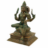 Handcrafted Bronze Indra Dev Idol | Devendra Sakra Vasava Murti | Panchaloha Chola Art Vedic God Statue for Home Temple Decor,Brown, 13 Inch, 1 Piece
