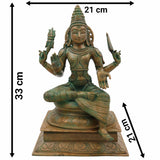 Handcrafted Bronze Indra Dev Idol | Devendra Sakra Vasava Murti | Panchaloha Chola Art Vedic God Statue for Home Temple Decor,Brown, 13 Inch, 1 Piece