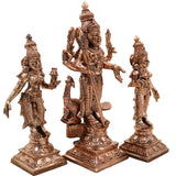 Bronze Panchaloha Murugan Idol with Devasena & Valli – Lord Bronze Panchaloha Murugan IdolVel Murugan Statue – Handcrafted Chola Art Sculpture,Gold, 6.5 Inch, 1 Piece