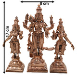 Bronze Panchaloha Murugan Idol with Devasena & Valli – Lord Bronze Panchaloha Murugan IdolVel Murugan Statue – Handcrafted Chola Art Sculpture,Gold, 6.5 Inch, 1 Piece