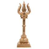 Bronze Panchaloha Trishul, Handcrafted Chola Art Lord Shiva Trishool, Mahadev Rudra Kailash Trident Sculpture for Temple, Vastu & Home Décor,Gold, 12 Inch, 1 Piece