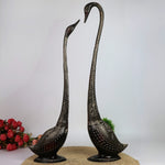 Brass Swan Statue Set – Handcrafted Vintage Waterfowl Sculptures for Home & Office Decor (Set of 2)