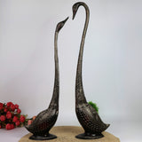 Brass Swan Statue Set – Handcrafted Vintage Waterfowl Sculptures for Home & Office Decor (Set of 2)