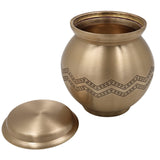 Bhunes Handcrafted Brass Ghee Box, Multi-Purpose Storage Container for Kitchen, Pooja & Spices ,1 Litre, Gold, 5.5 Inch, 1 Piece