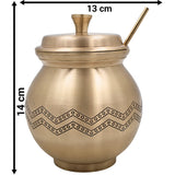 Bhunes Handcrafted Brass Multi-Use Storage Box, Traditional Peetal Ghee Container, Vintage Ghee Pot, and Multi-Purpose Brass Jar, 1Litre, Gold, 5.5 Inch, 1 Piece