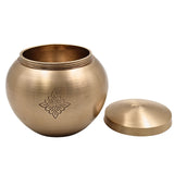 Bhunes Handcrafted Brass Ghee Box, Traditional Multi-Use Storage Container for Kitchen & Spices, 0.5 Litre, Gold, 3.5 Inch, 1 Piece