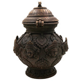 Bhunes Vintage Brass Handmade Kalash With Lakshmi Face And Nandhi – Traditional Pital Lota, Antique-Style Puja Kalash, Holy Water Pot for Rituals, Abhishek Patra, Vastu Kalash, Temple Worship Vessel, Brown, 12 Inch, 1 Piece