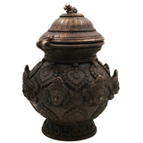 Bhunes Vintage Brass Handmade Kalash With Lakshmi Face And Nandhi – Traditional Pital Lota, Antique-Style Puja Kalash, Holy Water Pot for Rituals, Abhishek Patra, Vastu Kalash, Temple Worship Vessel, Brown, 12 Inch, 1 Piece