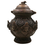 Bhunes Vintage Brass Handmade Kalash With Lakshmi Face And Nandhi – Traditional Pital Lota, Antique-Style Puja Kalash, Holy Water Pot for Rituals, Abhishek Patra, Vastu Kalash, Temple Worship Vessel, Brown, 12 Inch, 1 Piece
