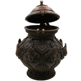 Bhunes Vintage Brass Handmade Kalash With Lakshmi Face And Nandhi – Traditional Pital Lota, Antique-Style Puja Kalash, Holy Water Pot for Rituals, Abhishek Patra, Vastu Kalash, Temple Worship Vessel, Brown, 12 Inch, 1 Piece