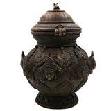 Bhunes Vintage Brass Handmade Kalash With Lakshmi Face And Nandhi – Traditional Pital Lota, Antique-Style Puja Kalash, Holy Water Pot for Rituals, Abhishek Patra, Vastu Kalash, Temple Worship Vessel, Brown, 12 Inch, 1 Piece
