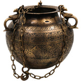 Bhunes Handcrafted Brass Hanging Planter – Vintage Brass Hanging Pot with Chain for Indoor & Outdoor Decor, Gold, 10 Inch, 1 Piece