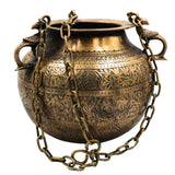 Bhunes Brass Hanging Planter – Vintage Handcrafted Brass Hanging Pot with Chain for Indoor & Outdoor Decor ,Gold, 10 Inch, 1 Piece