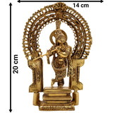Bhunes Brass Krishna Idol | Handcrafted Govinda Murti for Home & Pooja Room Decor Prabhavali, Gold, 8 Inch, 1 Piece