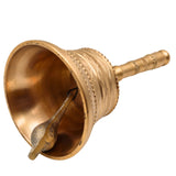 Bronze Handmade Pooja Bell, Traditional Temple Ghanti, Ganta, Mani, Ganti For Aarti & Rituals With Carving, Gold, 7 Inch, 1 Piece