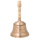 Handcrafted Bronze Pooja Bell, Traditional Ganti \Gandi For Aarti, Temple, Mandir Use – Handmade Panchaloha Ghanti, Gold, 7 Inch, 1 Piece