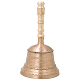 Handcrafted Bronze Pooja Bell, Traditional Ganti \Gandi For Aarti, Temple, Mandir Use – Handmade Panchaloha Ghanti, Gold, 7 Inch, 1 Piece